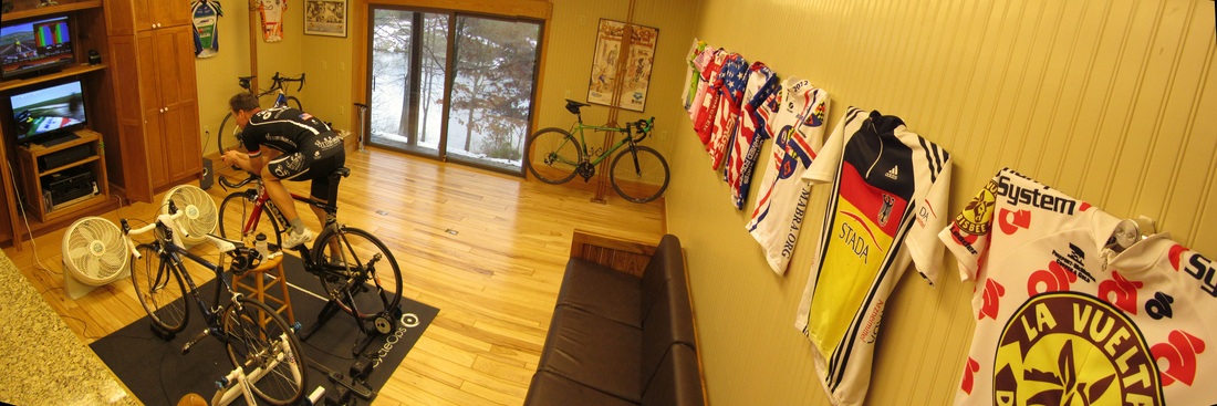 Indoor cycling trainer pain cave