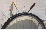 Bicycle tire in need of repair 